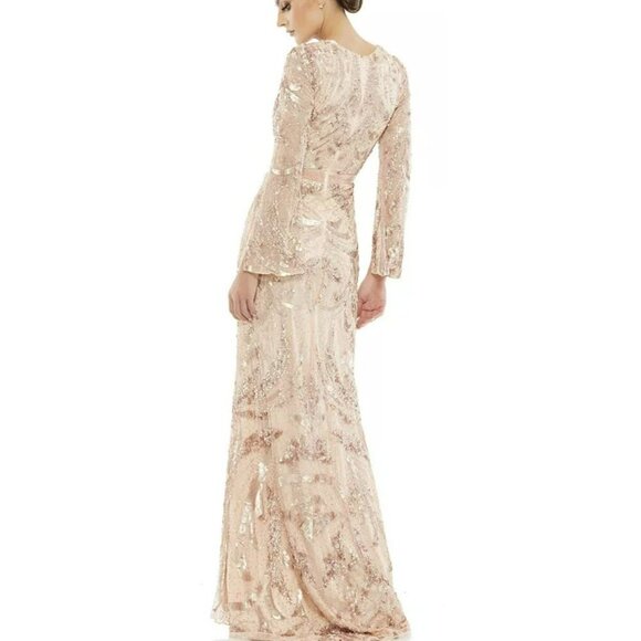 Mac Duggal Vintage Rose 5222 Size 4 Long Sleeve Formal Maxi Dress Gown NWT - Picture 3 of 10